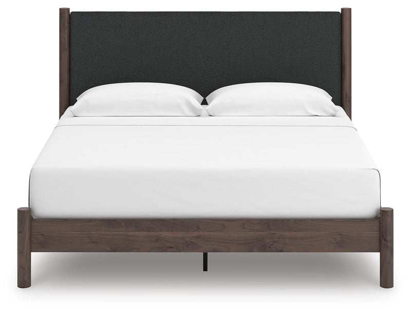 Pamytta King Upholstered Panel Platform Bed, Dresser, Mirror, Chest and Nightstand