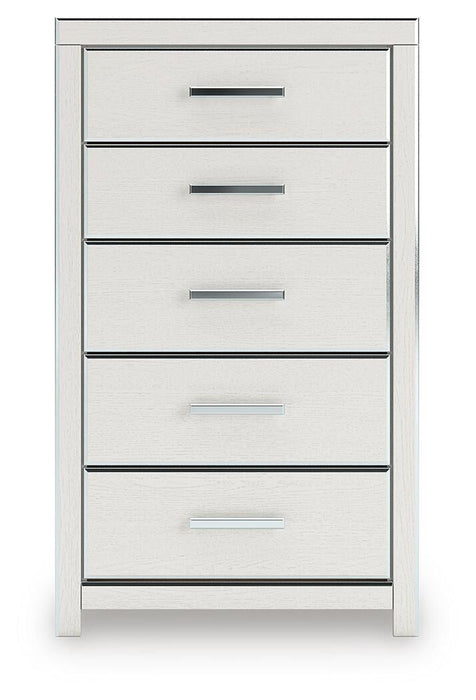 Zuraleus King Upholstered Panel Platform Bed, Dresser, Mirror, Chest and Nightstand