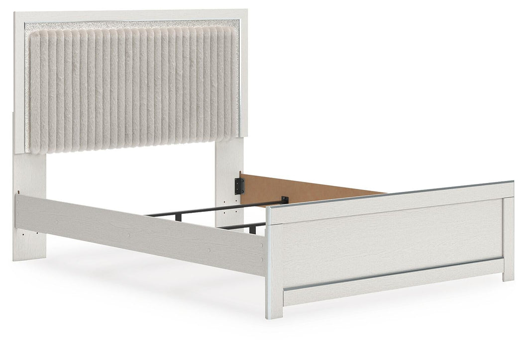 Zuraleus Queen Upholstered Panel Bed, Dresser, Mirror and Nightstand