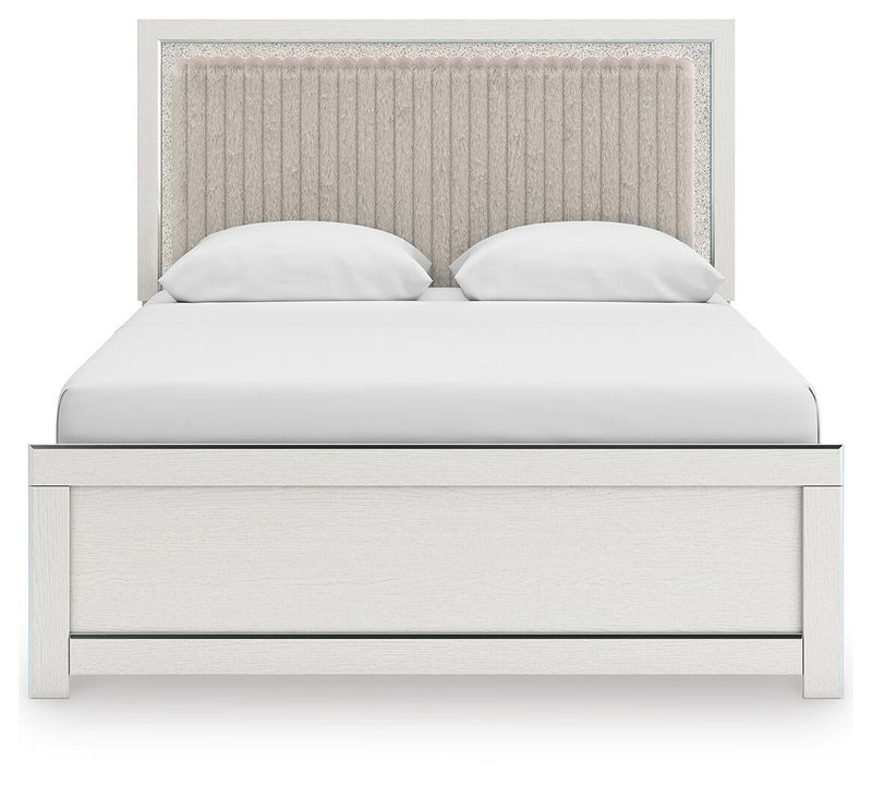 Zuraleus Queen Upholstered Panel Platform Bed, Dresser, Mirror, Chest and Nightstand