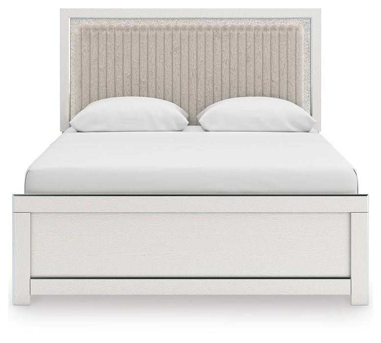 Zuraleus Queen Upholstered Panel Platform Bed, Dresser, Mirror, Chest and Nightstand