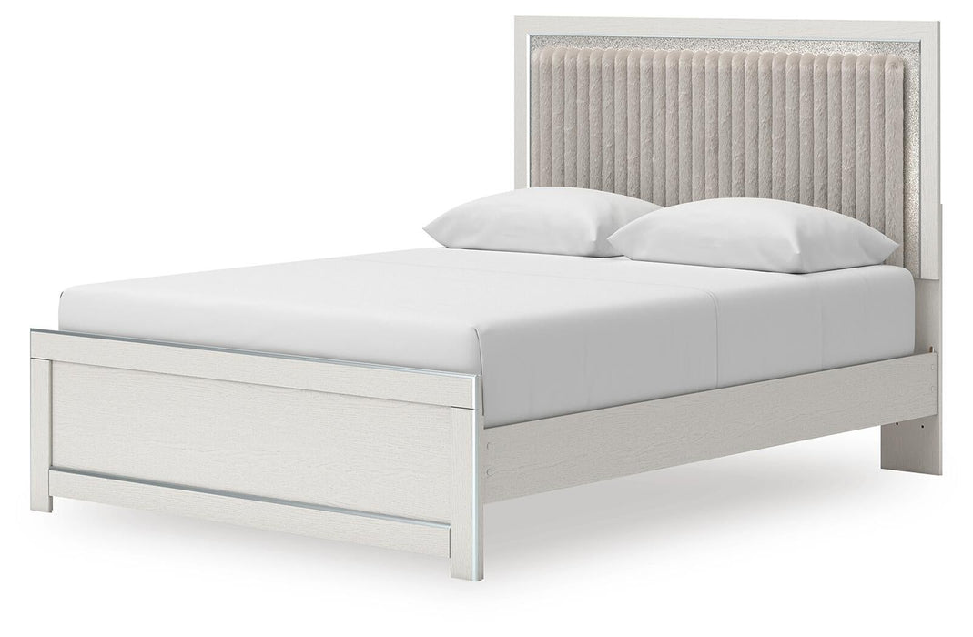 Zuraleus Queen Upholstered Panel Platform Bed, Dresser, Mirror, Chest and Nightstand