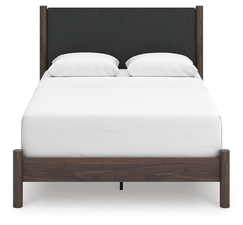 Pamytta Queen Upholstered Panel Bed, Dresser, Mirror and Nightstand