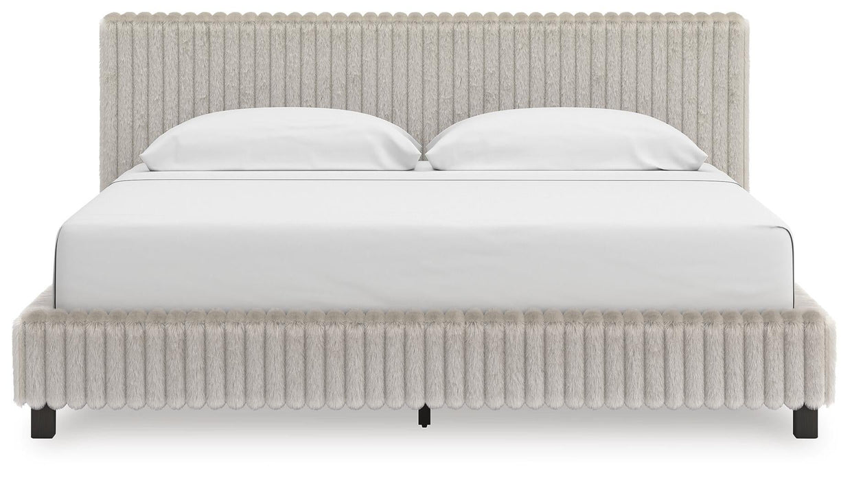 Zuraleus King Upholstered Bed, Dresser, Mirror and Nightstand