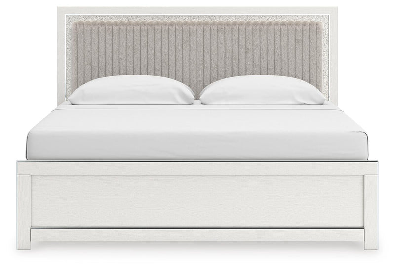Zuraleus King Upholstered Panel Bed, Dresser, Mirror and Nightstand