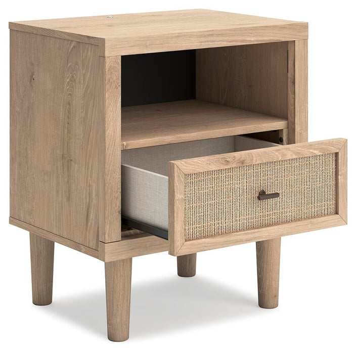 Cielden King Upholstered Bed with Roll Slats, Dresser, Mirror and Nightstand