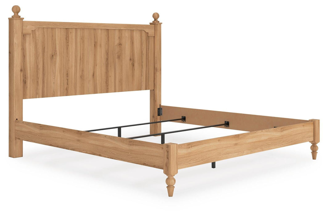 Aleaport King Panel Bed with Mirrored Dresser and Nightstand