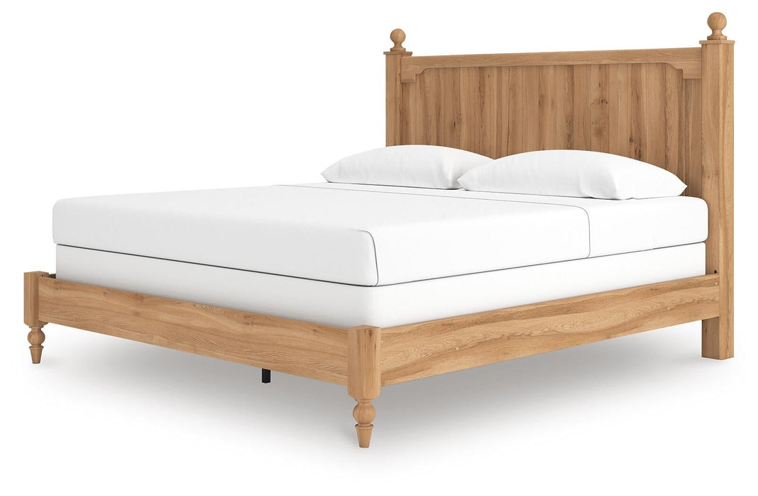 Aleaport King Panel Bed with Mirrored Dresser and Nightstand