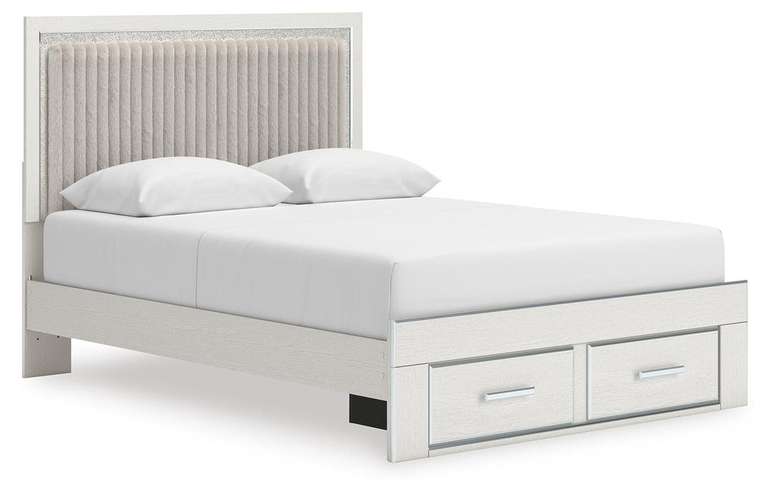 Zuraleus Queen Upholstered Panel Platform Storage Bed, Dresser, Mirror, Chest and Nightstand