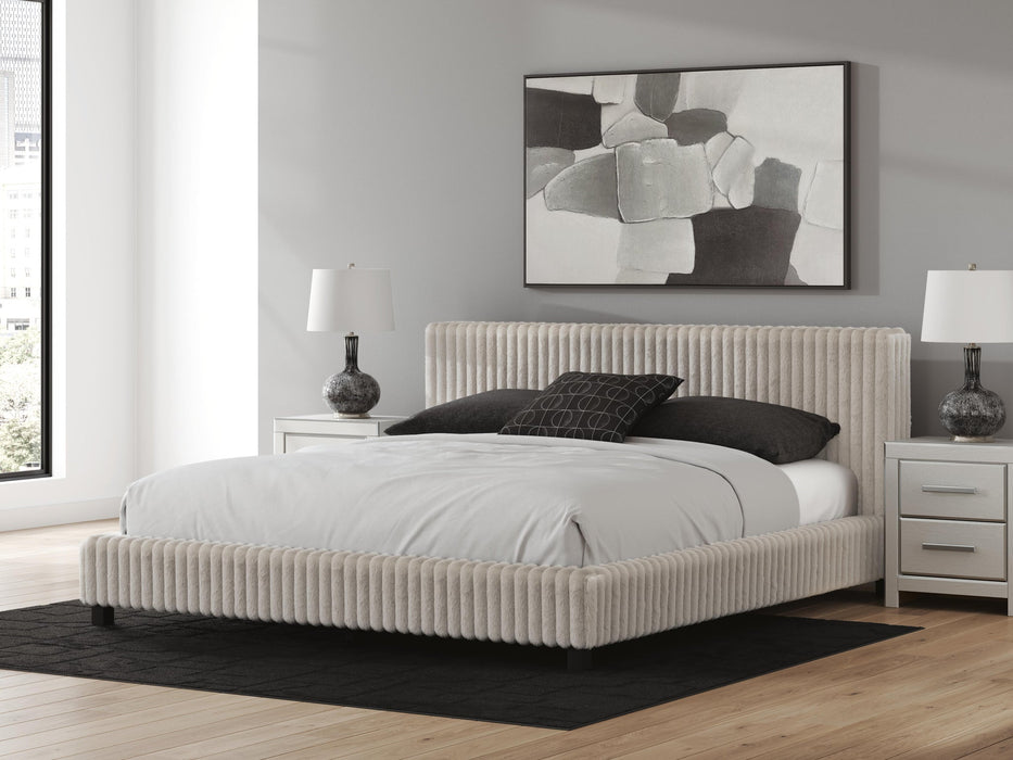 Zuraleus California King Upholstered Bed, Dresser, Mirror and Nightstand