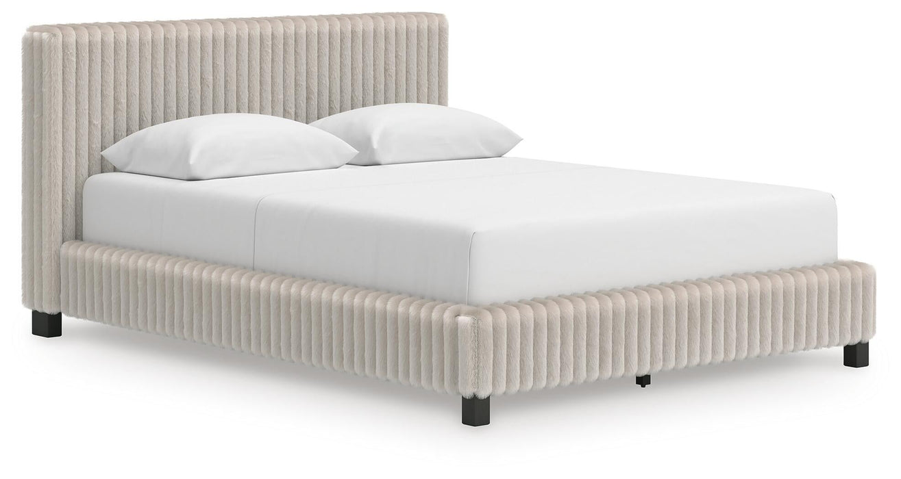 Zuraleus Queen Upholstered Bed, Dresser, Mirror, Chest and Nightstand