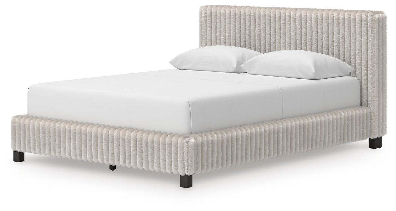 Zuraleus Queen Upholstered Bed, Dresser, Mirror, Chest and Nightstand