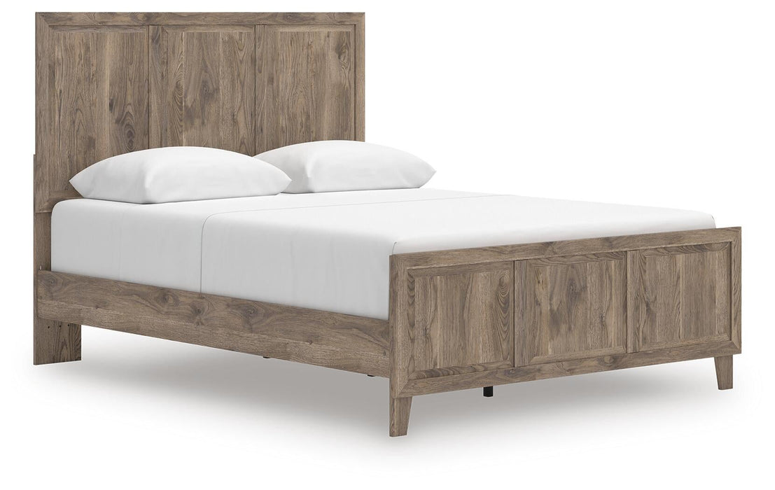 Rusticott Queen Panel Bed with Mirrored Dresser