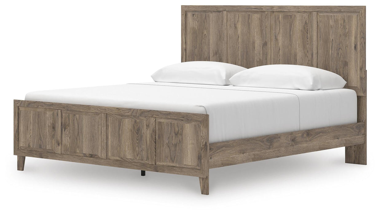 Rusticott King Panel Bed with Mirrored Dresser