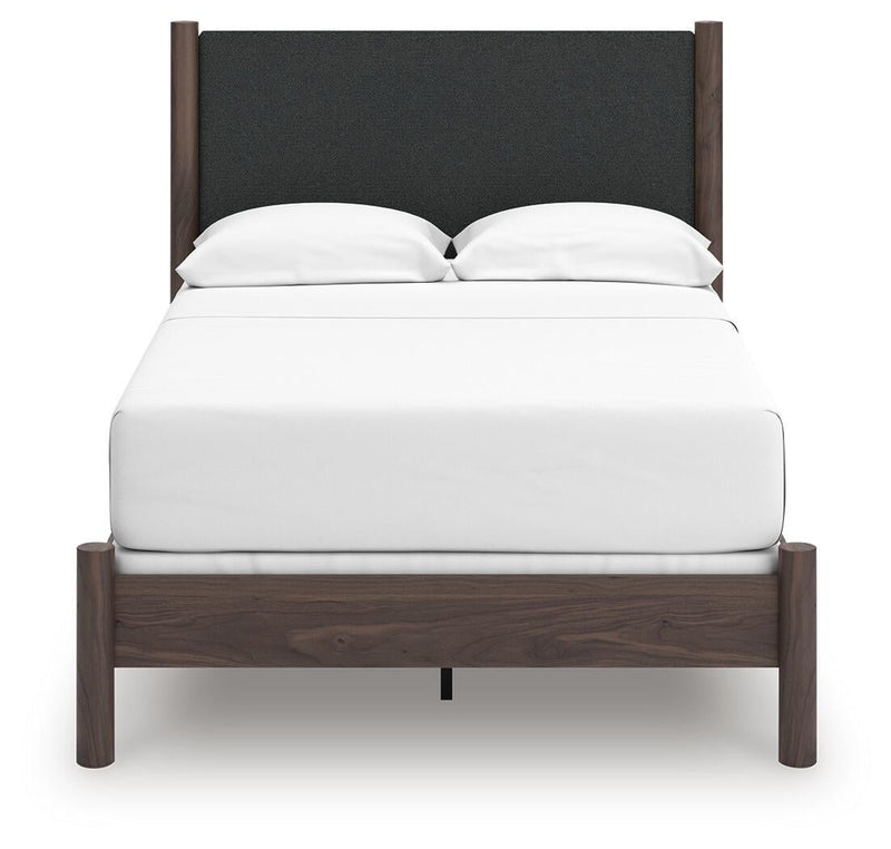 Pamytta Full Upholstered Panel Bed, Dresser, Mirror, Chest and Nightstand