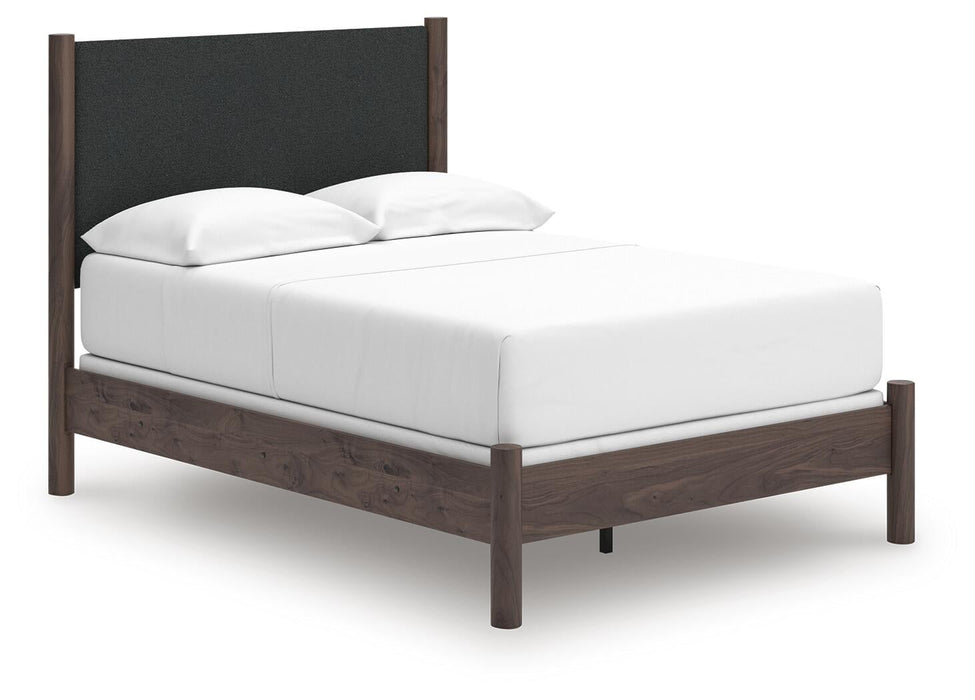 Pamytta Full Upholstered Panel Bed, Dresser, Mirror, Chest and Nightstand