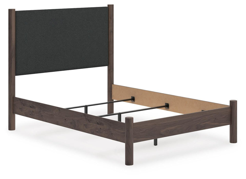 Pamytta Full Upholstered Panel Bed, Dresser, Mirror, Chest and Nightstand