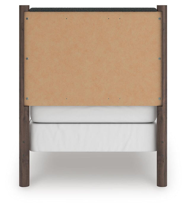 Pamytta Twin Upholstered Panel Bed, Dresser, Mirror, Chest and Nightstand