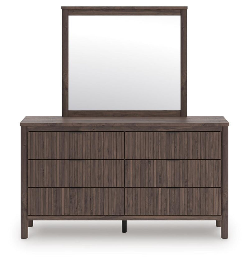 Pamytta Twin Upholstered Panel Bed, Dresser, Mirror and Nightstand