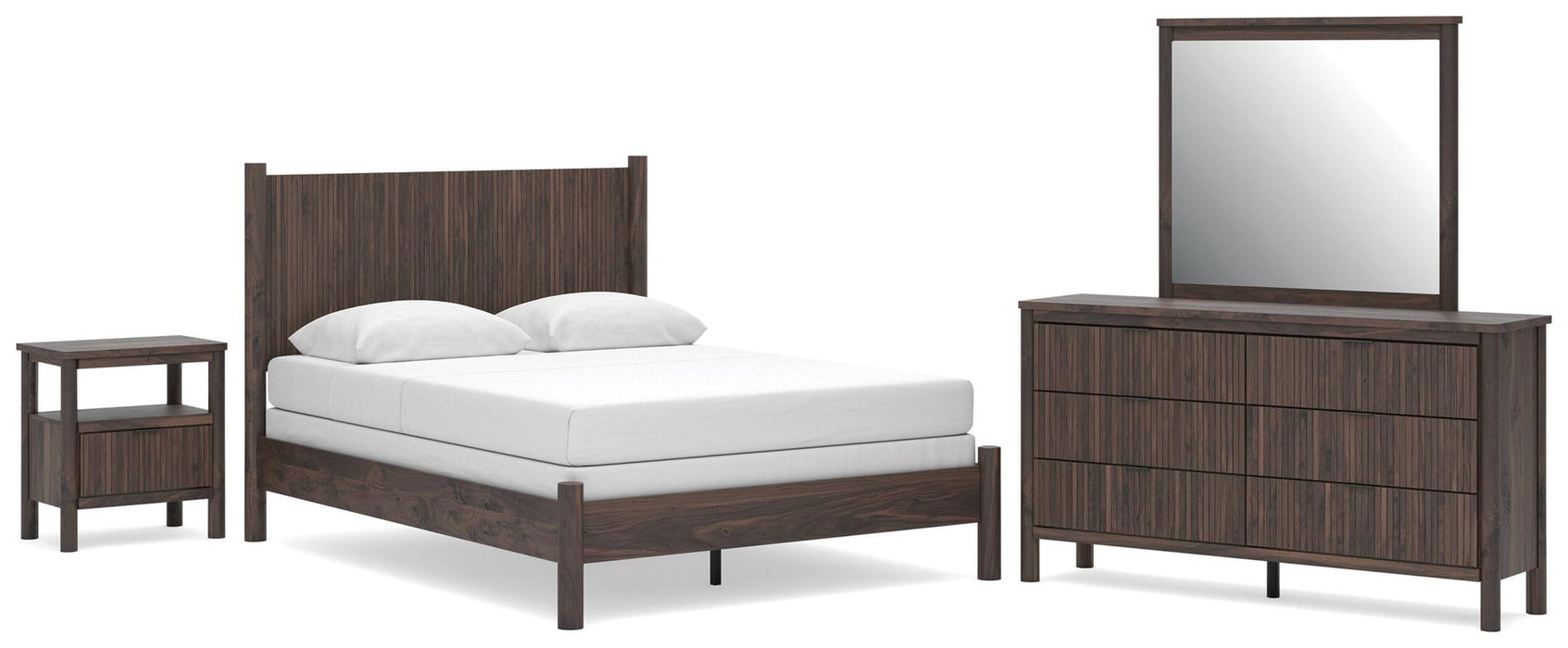 Pamytta Queen Panel Bed, Dresser, Mirror and Nightstand