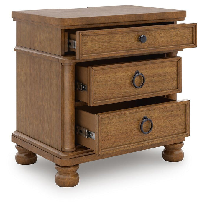 Rowlenstown California King Poster Bed with Mirrored Dresser and Nightstand