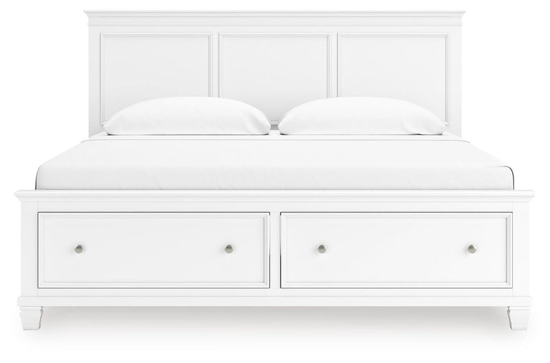 Fortman King Panel Storage Bed with Mirrored Dresser