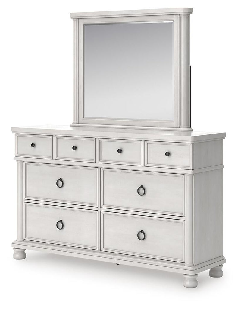 Rowlenstown California King Poster Bed, Dresser and Mirror