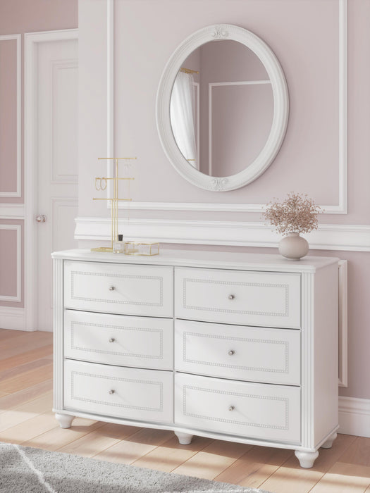 Kozlani Full Upholstered Panel Storage Bed, Dresser and Mirror