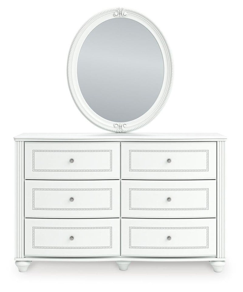 Kozlani Twin Upholstered Panel Bed, Dresser, Mirror and Nightstand