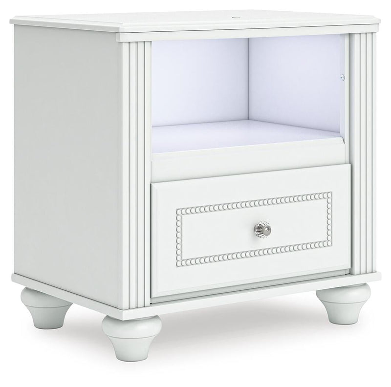 Kozlani Twin Upholstered Panel Bed, Dresser, Mirror and Nightstand