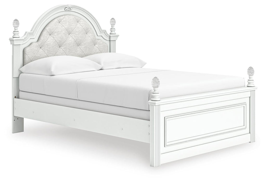 Kozlani Full Upholstered Panel Bed, Dresser and Mirror