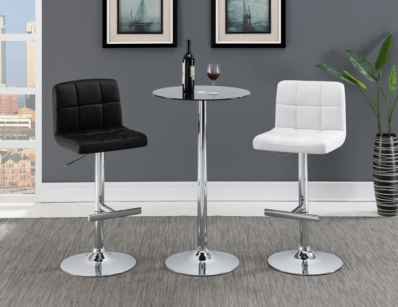 Lenny Tufted Adjustable Leatherette Bar Stool Black (Set of 2)