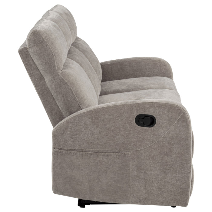 Hamilton Chenille Upholstered Manual Reclining Sofa Sand