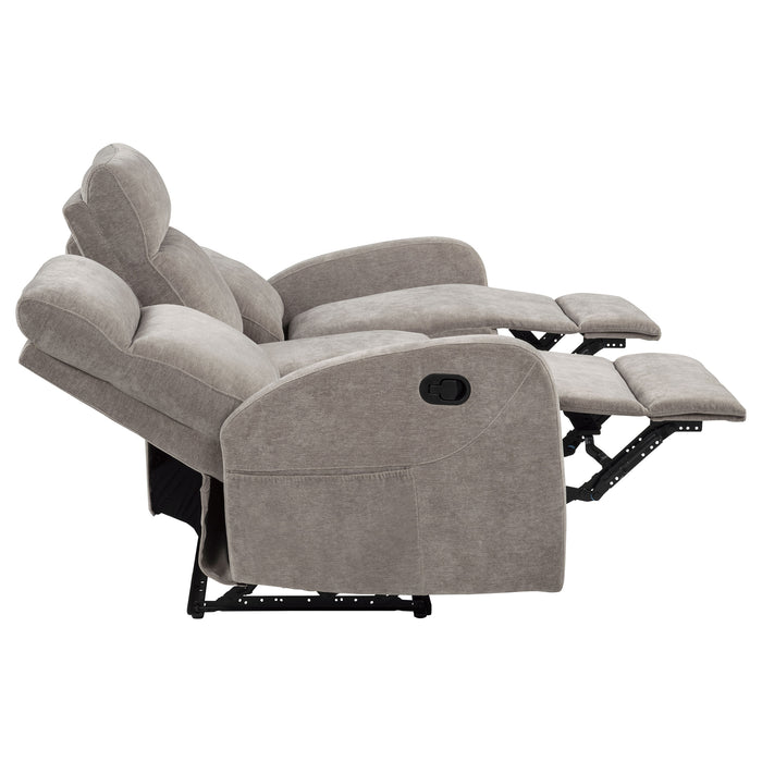 Hamilton Chenille Upholstered Manual Reclining Sofa Sand