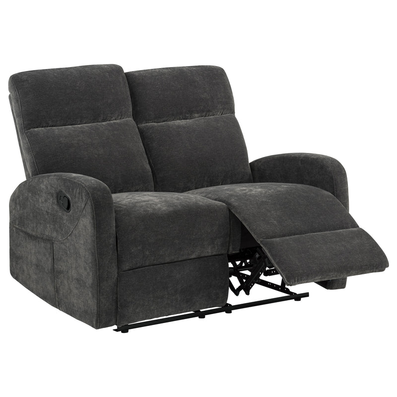 Hamilton 3-piece Chenille Manual Reclining Sofa Set Charcoal Grey