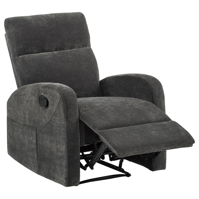 Hamilton Chenille Upholstered Manual Glider Recliner Charcoal Grey