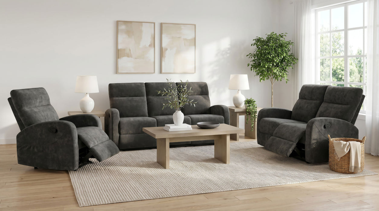 Hamilton Chenille Upholstered Manual Glider Recliner Charcoal Grey
