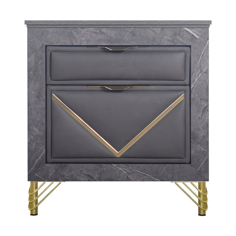 SYMMETRY 2 DRAWER NIGHTSTAND-CHARCOAL