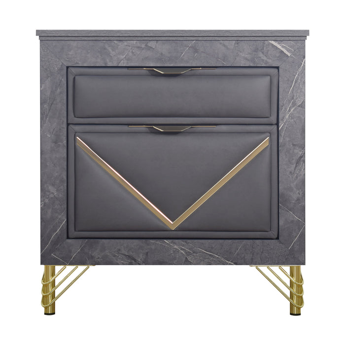 SYMMETRY 2 DRAWER NIGHTSTAND-CHARCOAL