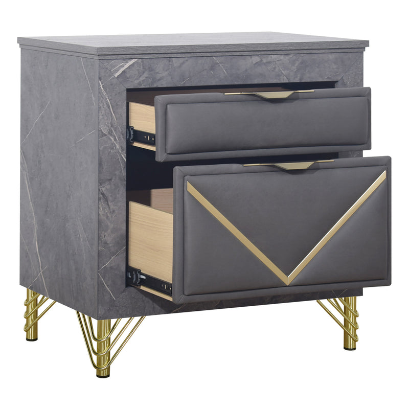 SYMMETRY 2 DRAWER NIGHTSTAND-CHARCOAL