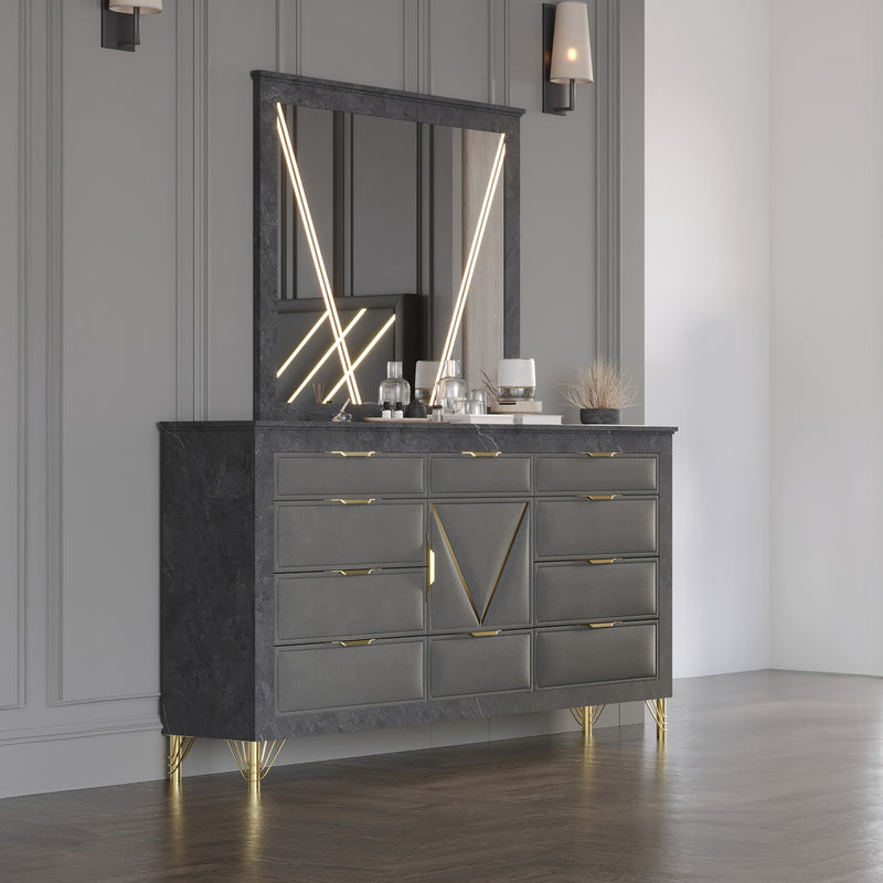 SYMMETRY LIGHTED MIRROR-CHARCOAL