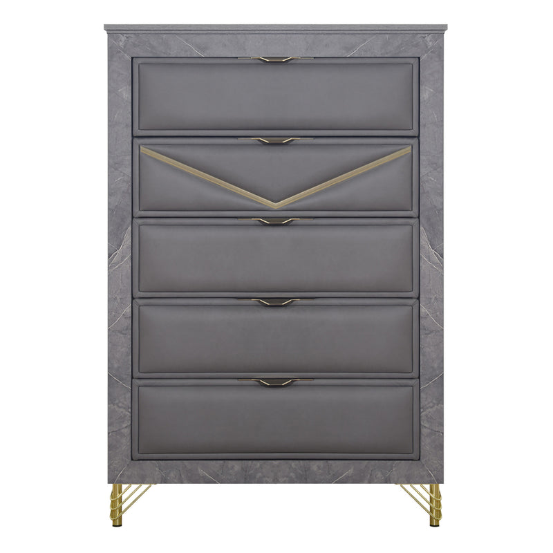 SYMMETRY 5 DRAWER CHEST-CHARCOAL