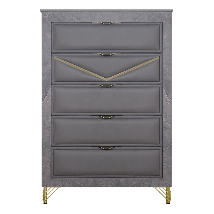 SYMMETRY 5 DRAWER CHEST-CHARCOAL