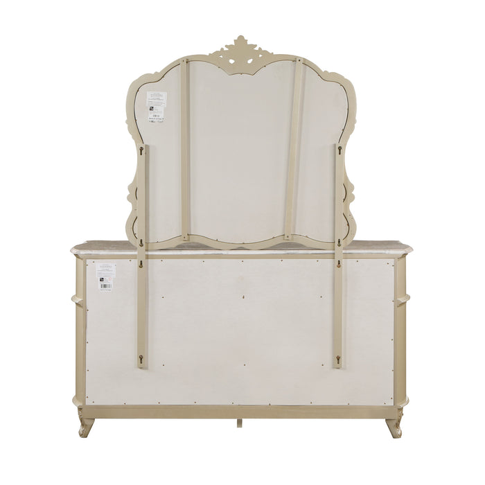 MONIQUE DRESSER W/MARBLE TOP-CHAMPAGNE
