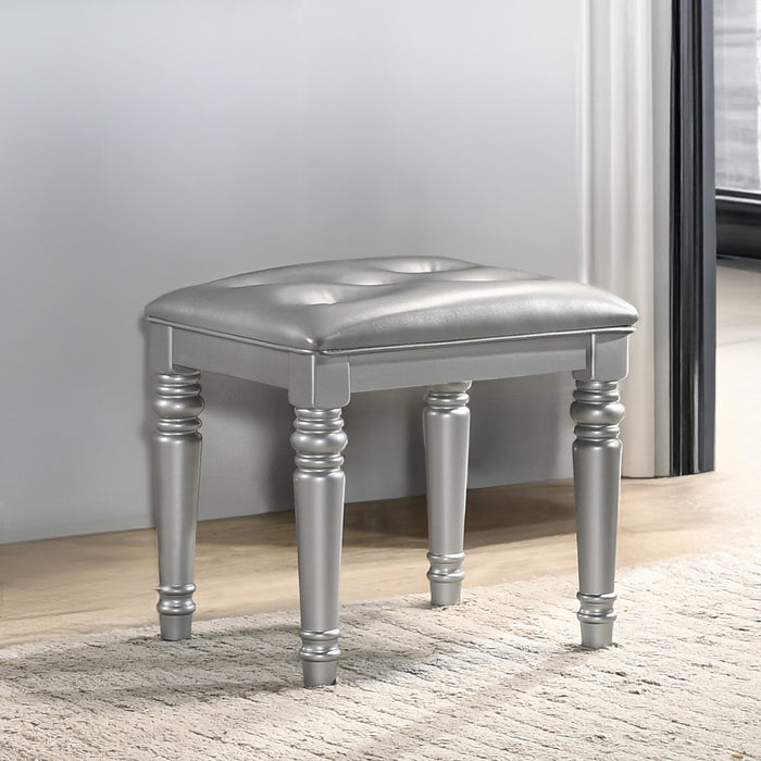 VALENTINO DRESSING TABLE STOOL-SILVER