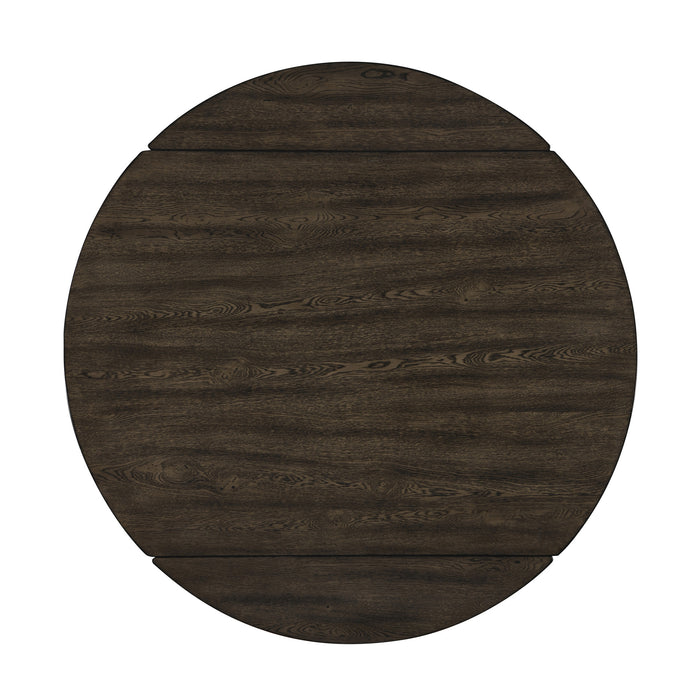 REX 65" ROUND TABLE WITH SELF STORING LEAVES-WALNUT