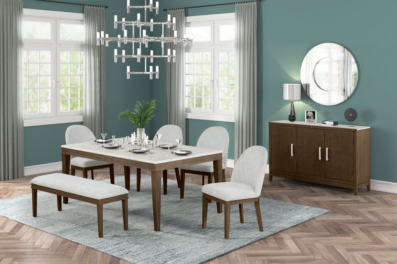 ESSENCE 72" RECTANGLE DINING TABLE W/MARBLE TOP-BROWN