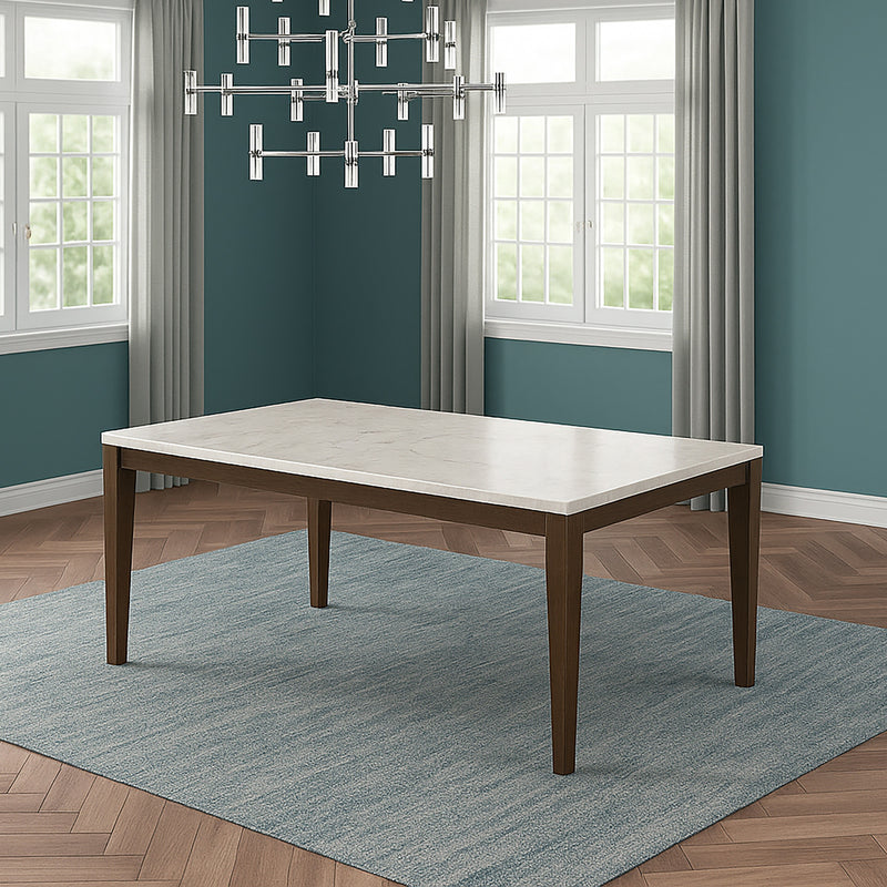 ESSENCE 72" RECTANGLE DINING TABLE W/MARBLE TOP-BROWN