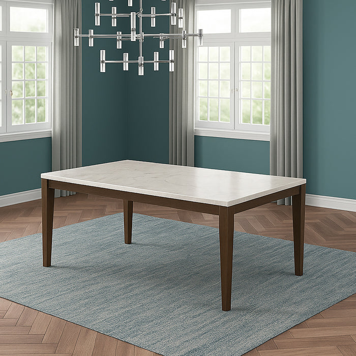 ESSENCE 72" RECTANGLE DINING TABLE W/MARBLE TOP-BROWN