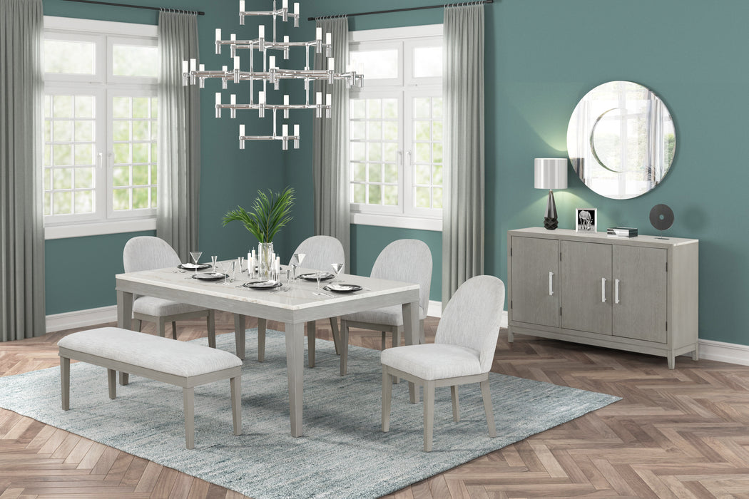 ESSENCE DINING BENCH W/NATURAL CUSHION-GRAY